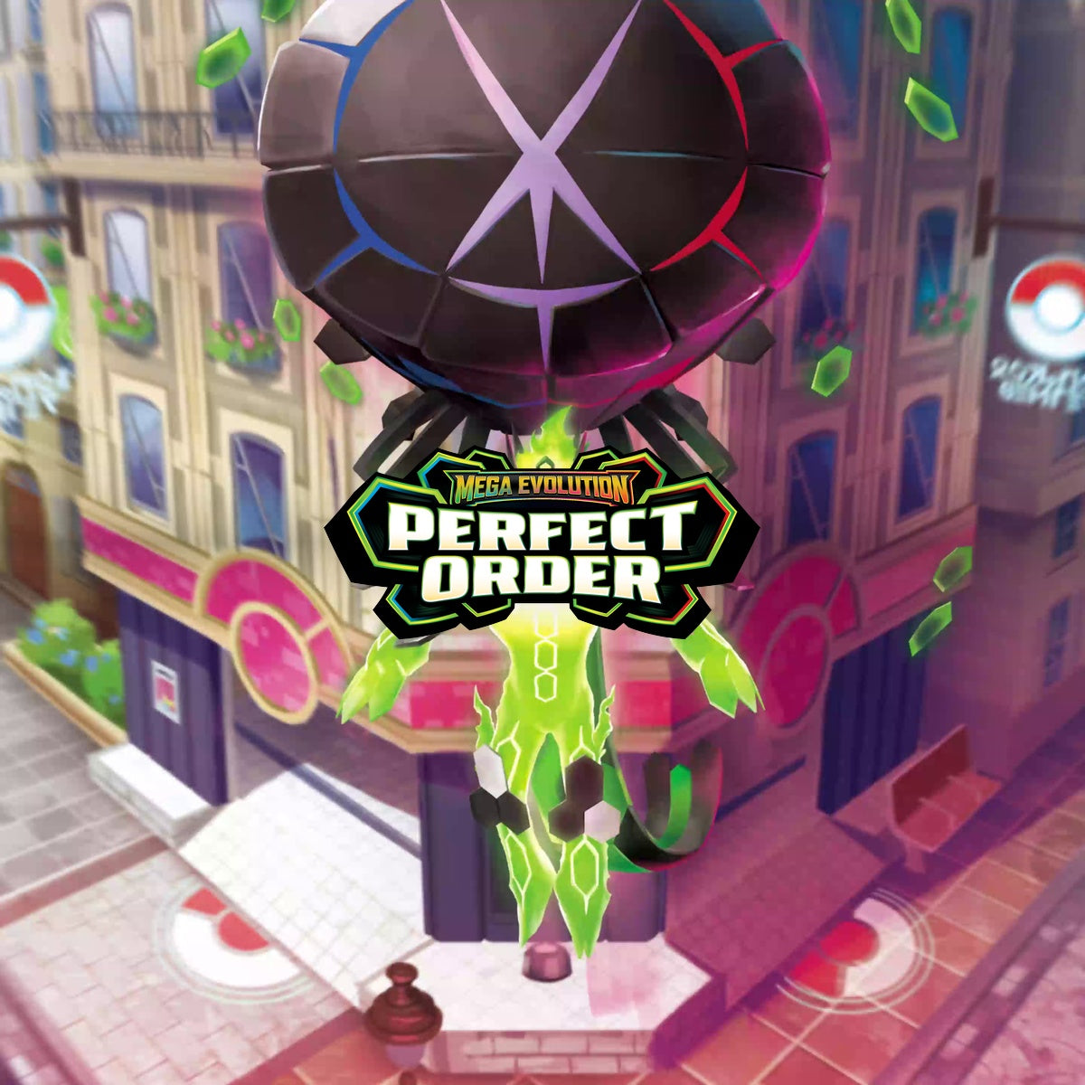 Mega Evolution Perfect Order set logo over Mega Zygarde key art