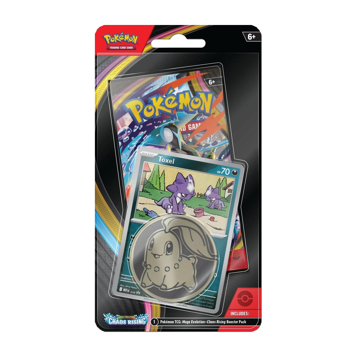 Pokemon Chaos Rising checklane blister with booster pack and Toxel promo card