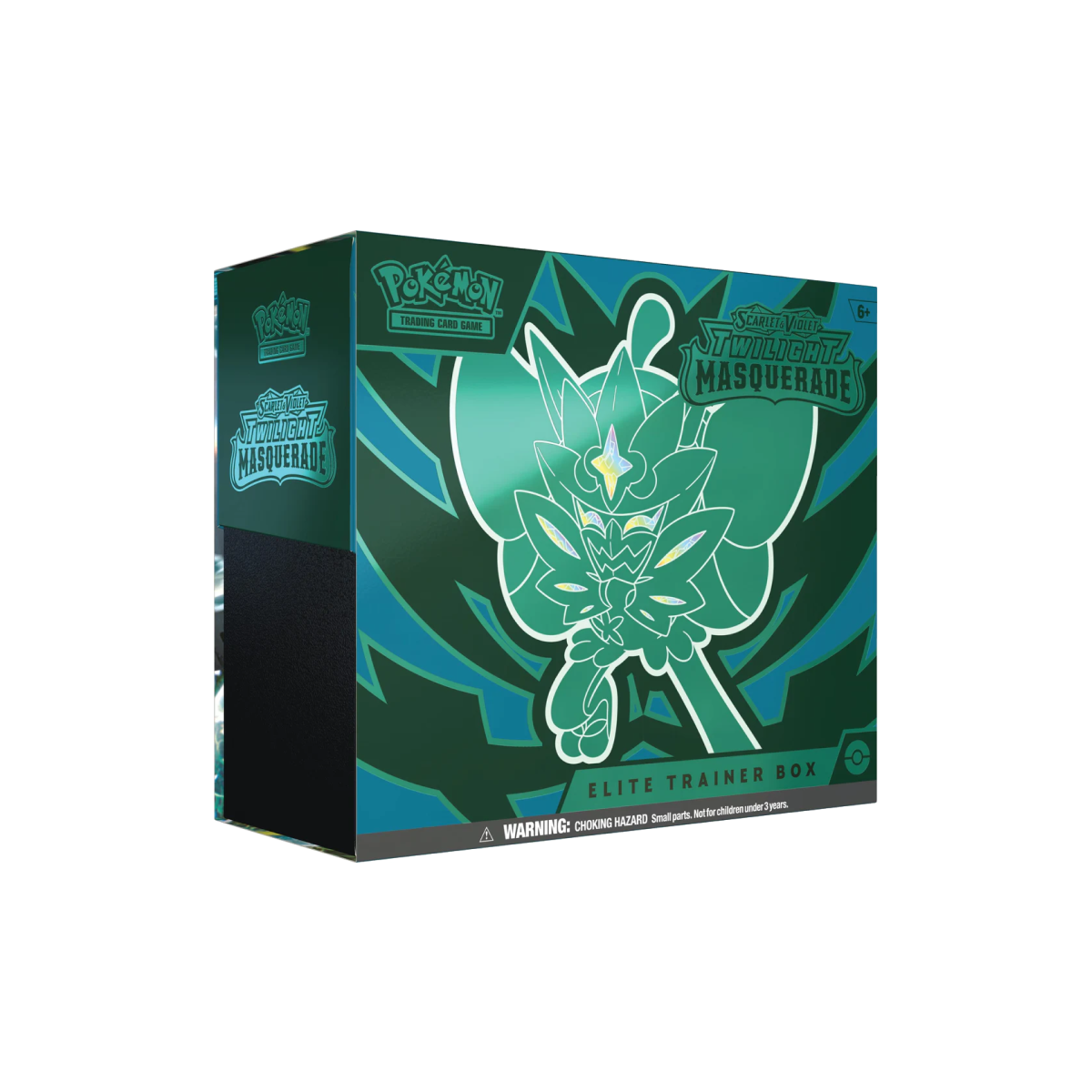 Coffret Dresseur d'Élite Pokémon Twilight Masquerade avec illustration d'Ogerpon, devant de la boîte
