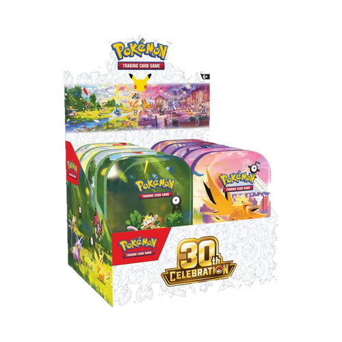 Pokemon 30th Celebration - Mini Tin Display, sealed display of ten mini tins