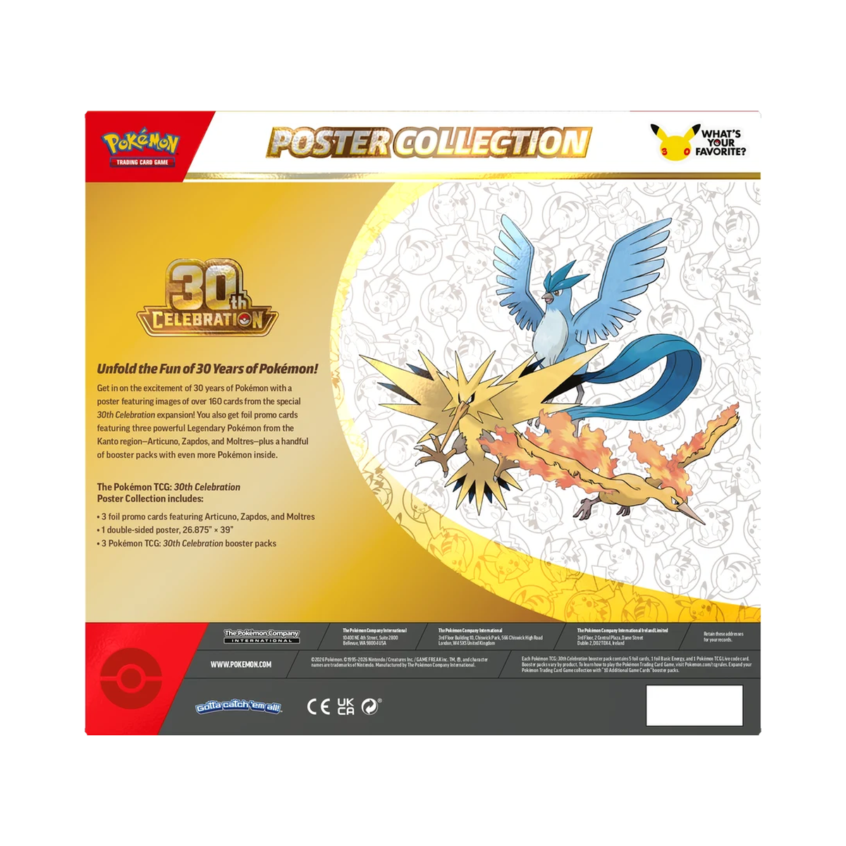 Pokemon 30th Celebration - Poster Collection, back of the box showing the printed contents