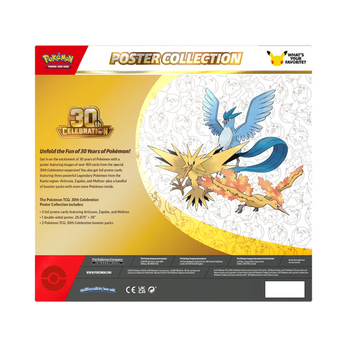 Pokemon 30th Celebration - Poster Collection, back of the box showing the printed contents