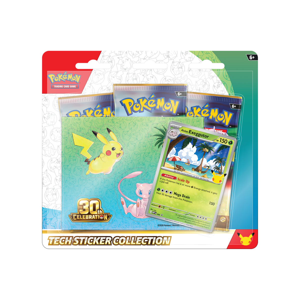 Pokemon 30th Celebration - Tech Sticker Collection, Alolan Exeggutor version, front of pack