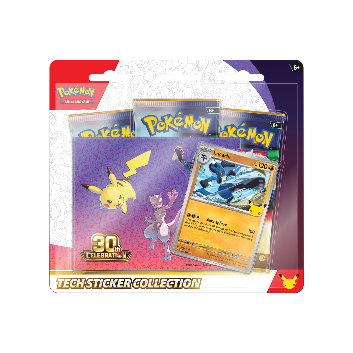 Pokemon 30th Celebration - Tech Sticker Collection, Lucario version, front of pack