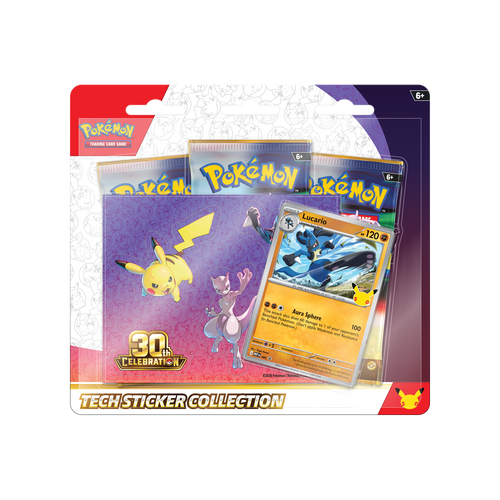 Pokemon 30th Celebration - Tech Sticker Collection, Lucario version, front of pack