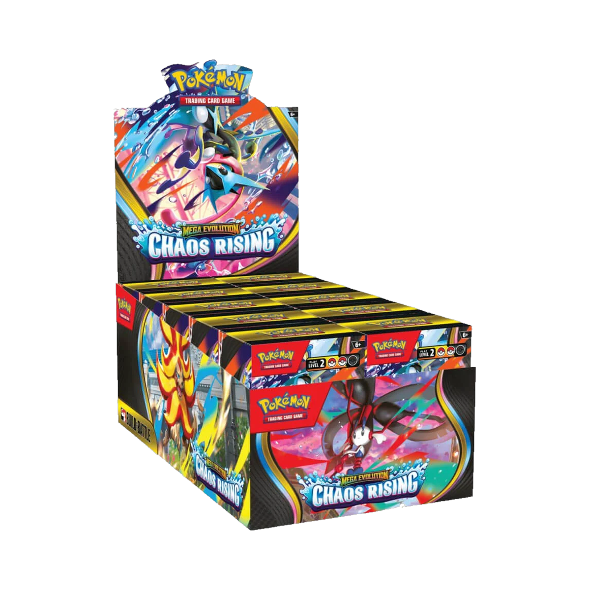 Pokemon Chaos Rising - Build & Battle Box, open display case with Build and Battle boxes