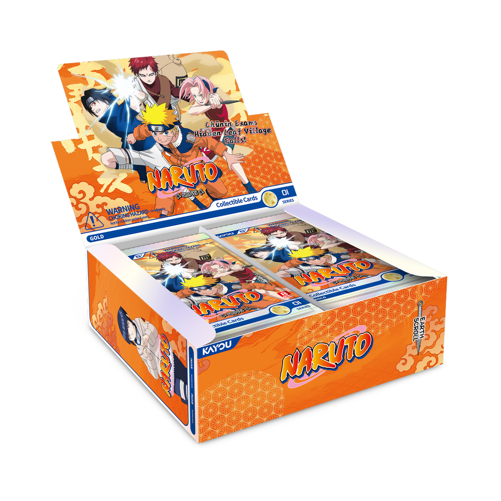 Kayou Naruto - Earth Scroll Series 1 Display Box, open display box showing booster packs