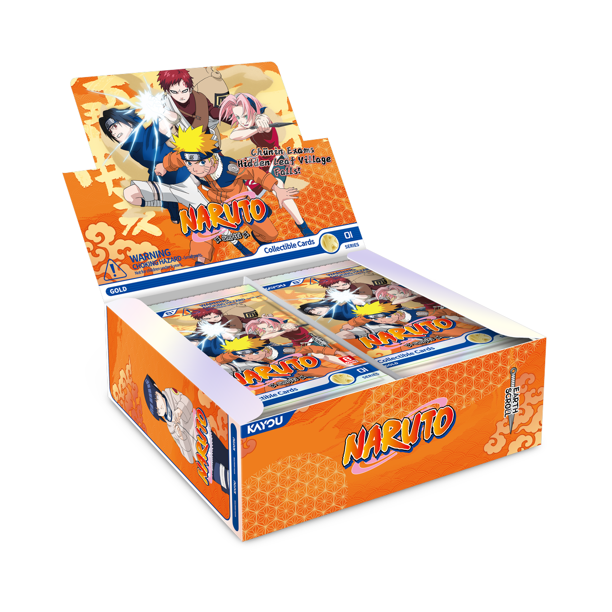Kayou Naruto - Earth Scroll Series 1 Display Box, open display box showing booster packs
