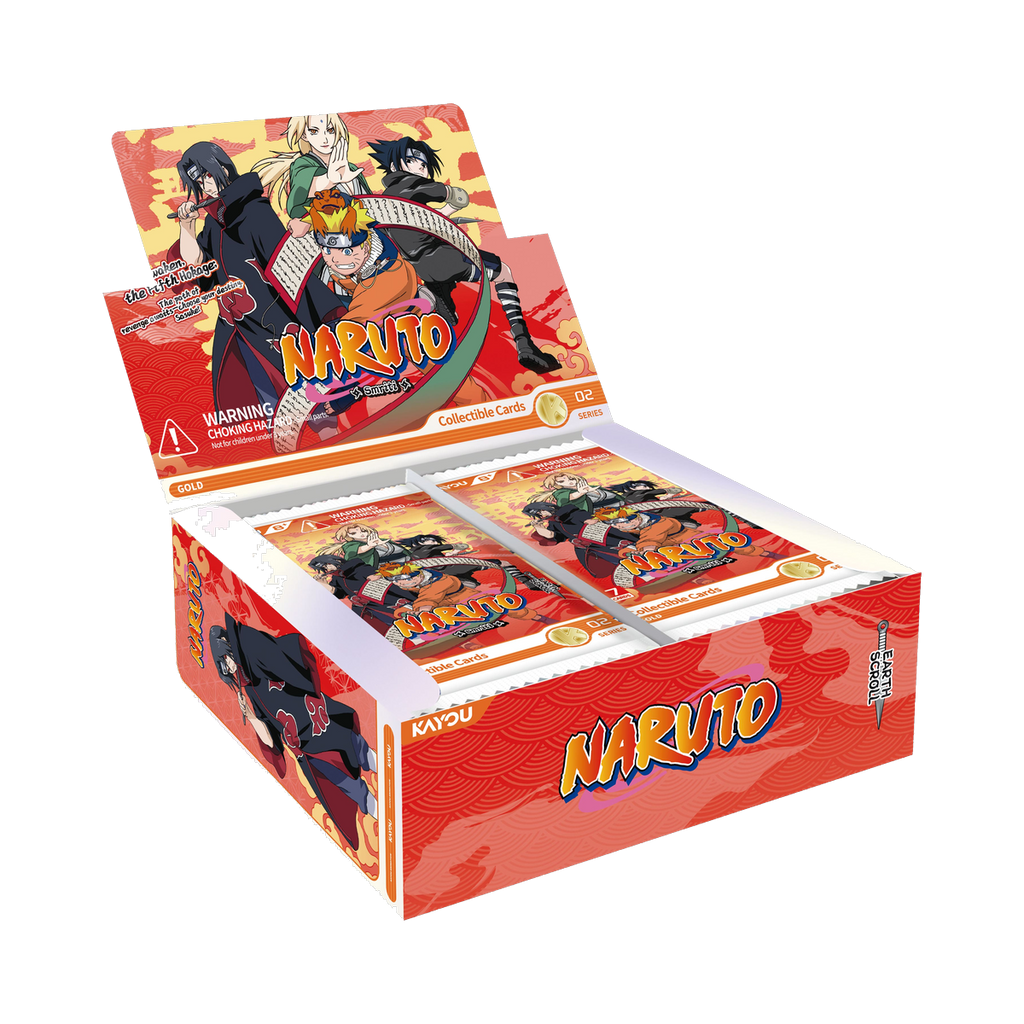 Kayou Naruto - Earth Scroll Series 2 Display Box, open display box showing booster packs