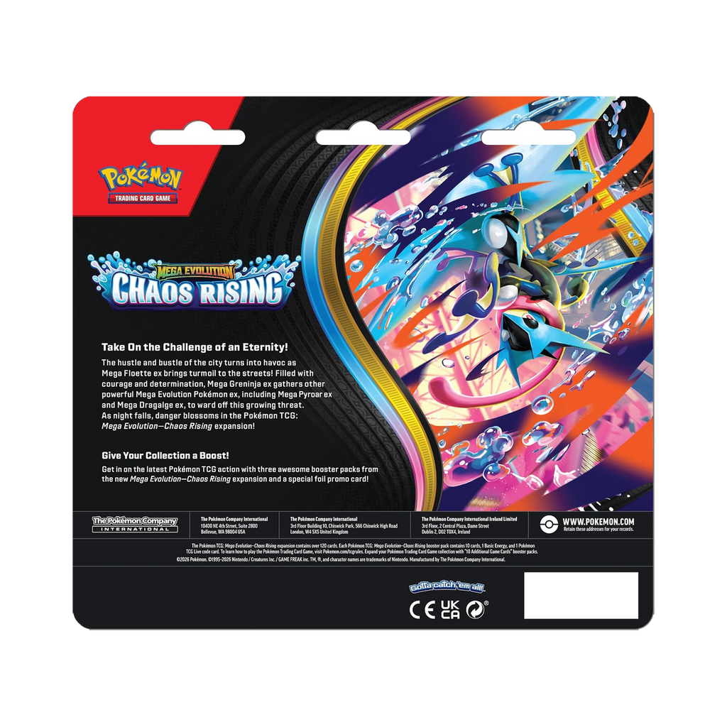 Pokemon Chaos Rising - 3 Pack Blister, back of the blister packaging