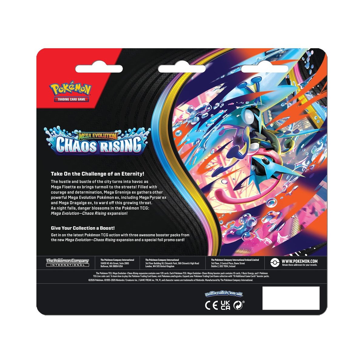 Pokemon Chaos Rising - 3 Pack Blister, back of the blister packaging