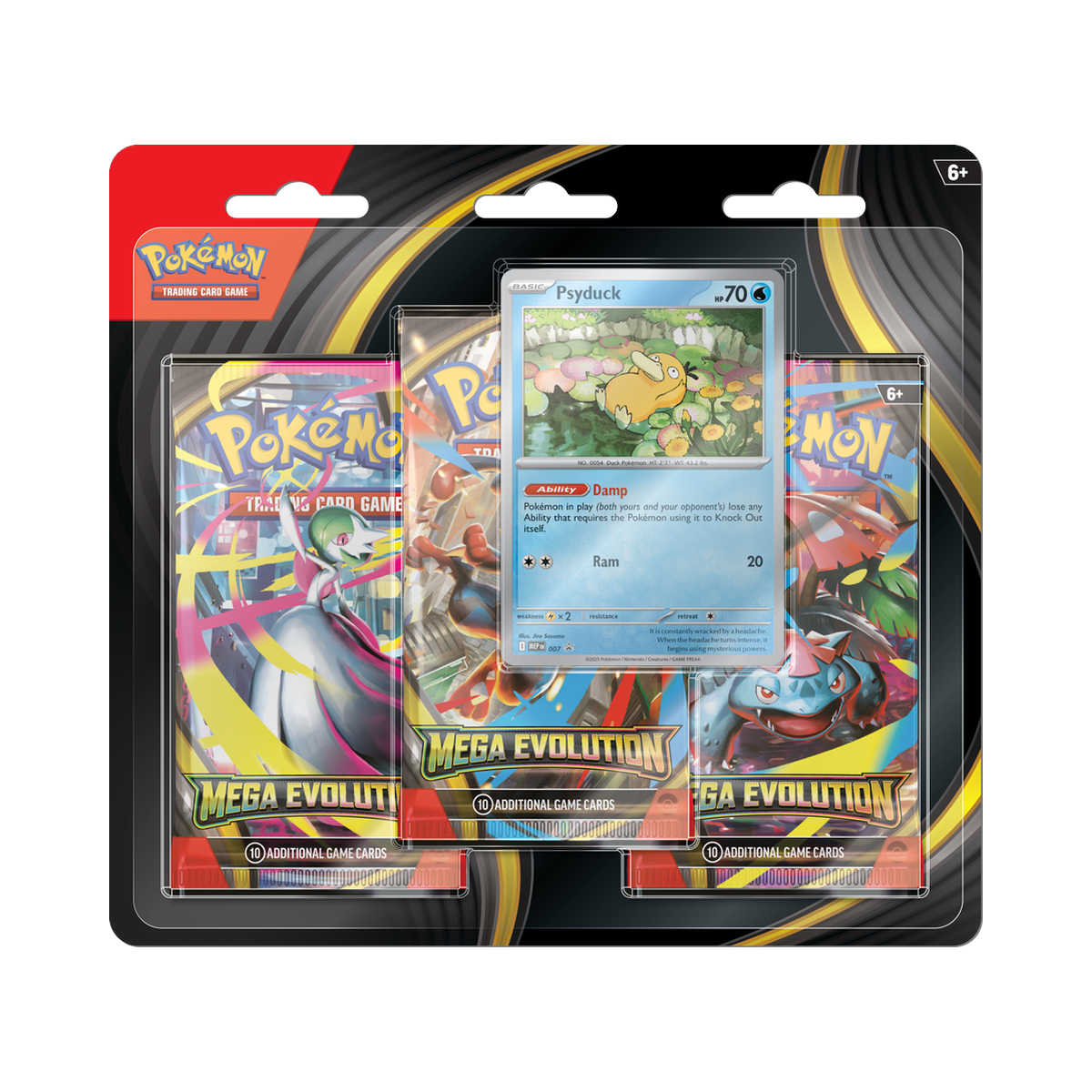 Pokemon Mega Evolution - 3 Pack Blister, second view showing pack contents and set artwork