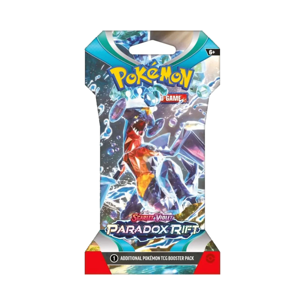 Pokemon Paradox Rift - Sleeved Blister Packs, single sleeved booster with Garchomp artwork