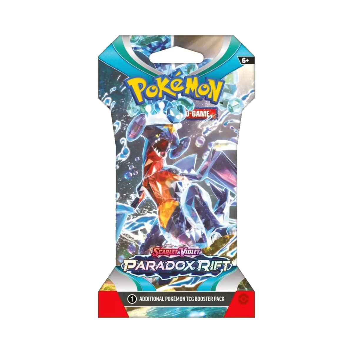 Pokemon Paradox Rift - Sleeved Blister Packs, single sleeved booster with Garchomp artwork