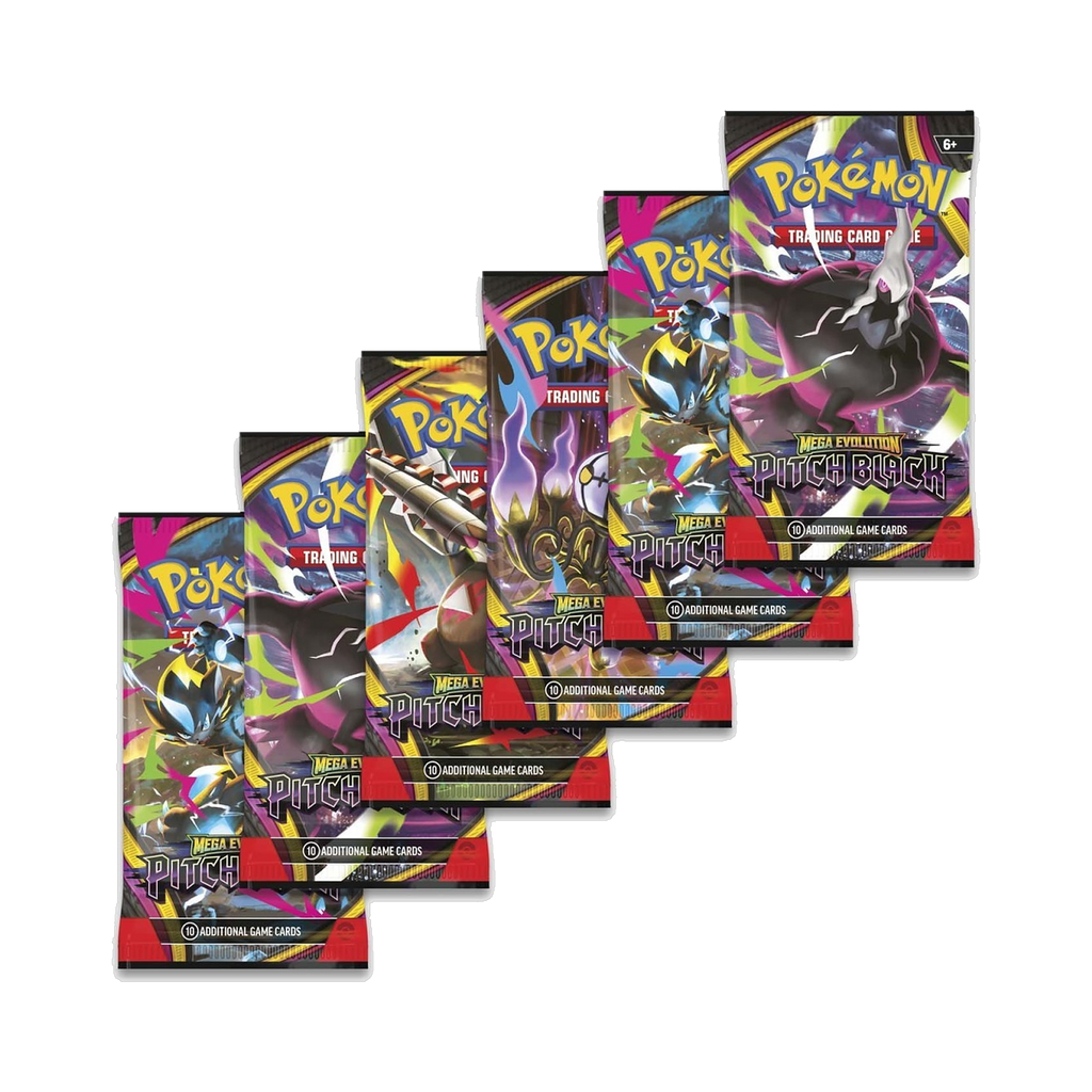 Pokemon Pitch Black - Booster Bundle, the six booster packs fanned out