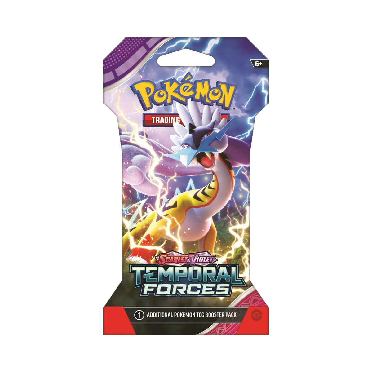 Pokemon Temporal Forces - Sleeved Blister Packs, single sleeved booster with Raging Bolt artwork