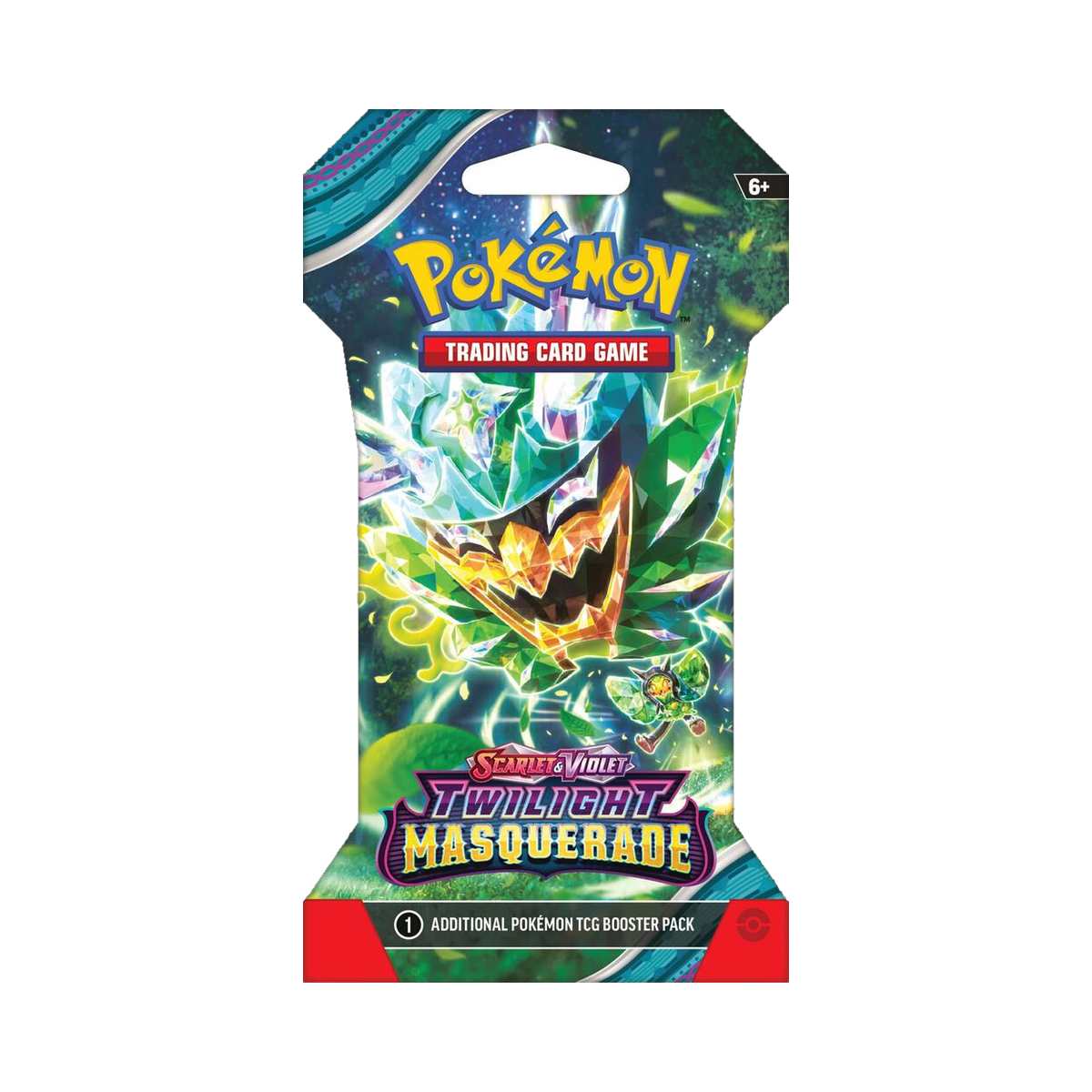 Pokemon Twilight Masquerade - Sleeved Blister Packs, single sleeved booster with Ogerpon artwork